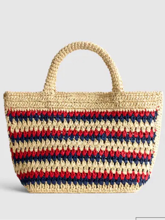 Madewell Handbags - Madewell 🤎❤️💙 the Woven mini tote Summer Bag - red navy stripes NWT